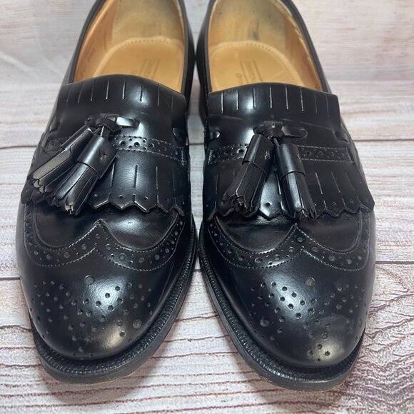 Johnson Murphy Optima Mens 8 D Leather Tassel Shoes Leather Wingtip USA Preppy main image 6